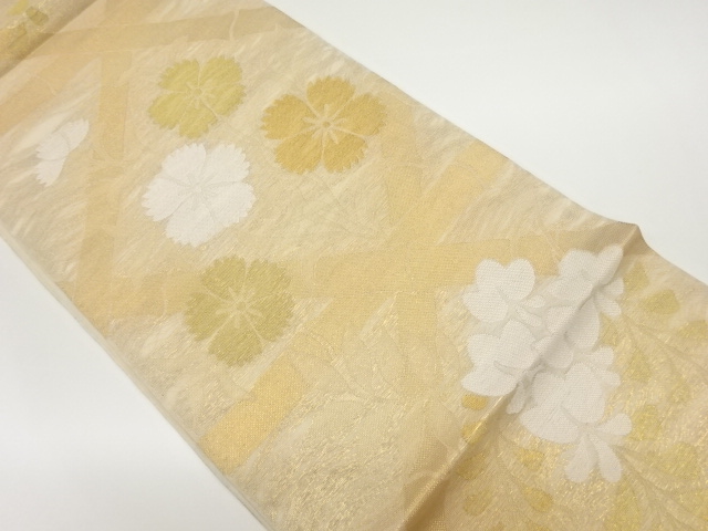 JAPANESE FUKURO OBI FOR SUMMER / WOVEN FLOWERS